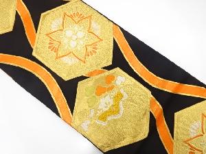 アンティーク　立涌に桐・花模様織り出し袋帯（着用可）